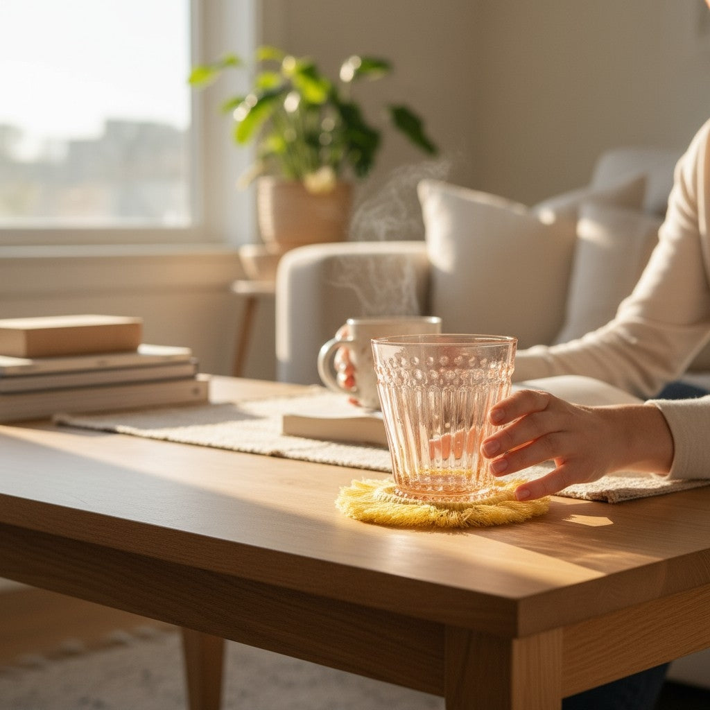 マクラメ ハートシェイプコースター Yellow