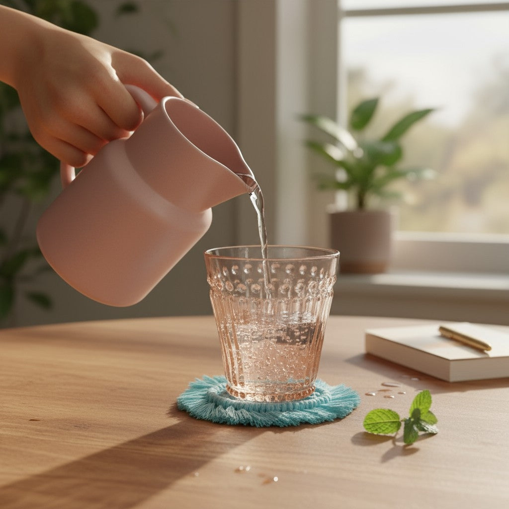 マクラメ ハートシェイプコースター Blue