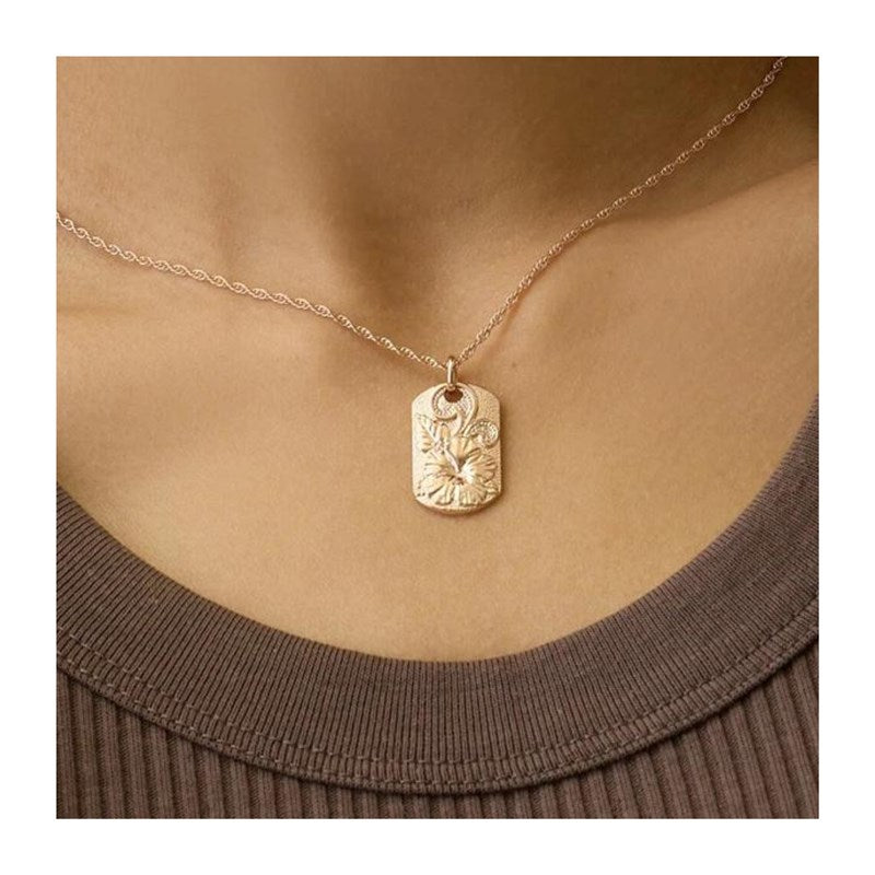 Necklace Plate Hibiscus Silver