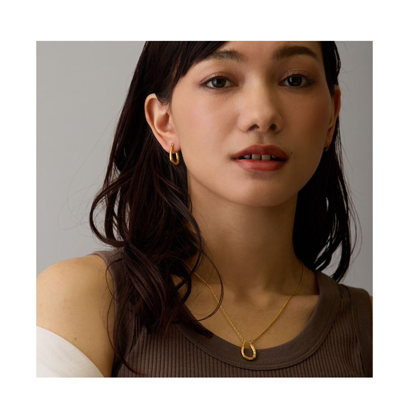 Horseshoe Hoop Pure Titanium Crossing Earrings Gold