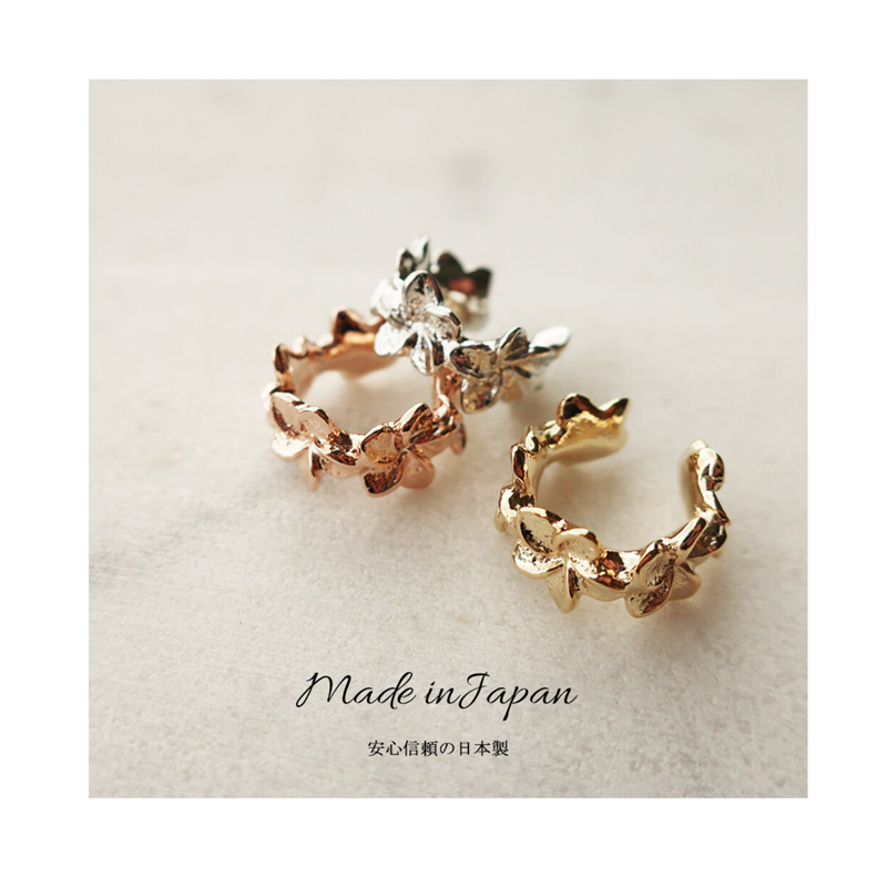 Plumeria Hawaiian Ear Cuff, Silver