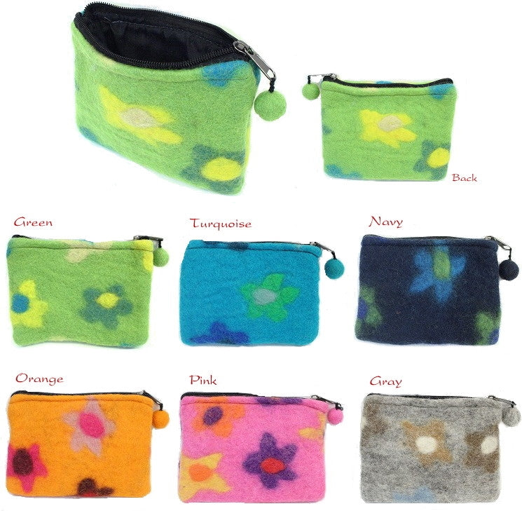 フェルト タイダイ花模様ポーチ【PINK】