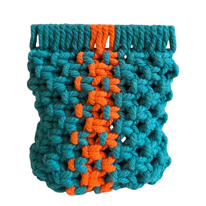 マクラメ　バネ口ポーチ　Turquoise×Orange