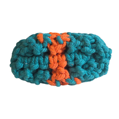 マクラメ　バネ口ポーチ　Turquoise×Orange