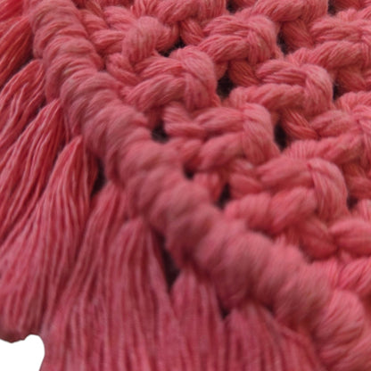 マクラメ　ハートシェイプコースター PInk