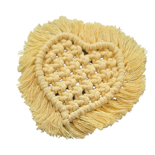 マクラメ　ハートシェイプコースター Yellow