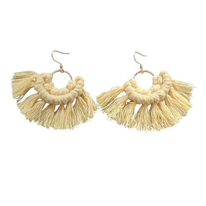 マクラメ　ピアス　ゴールドリング　Yellow