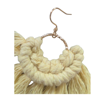 マクラメ　ピアス　ゴールドリング　Yellow