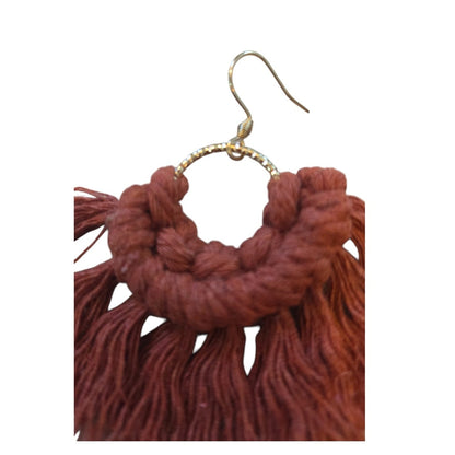 マクラメ　ピアス　ゴールドリング　Terracotta