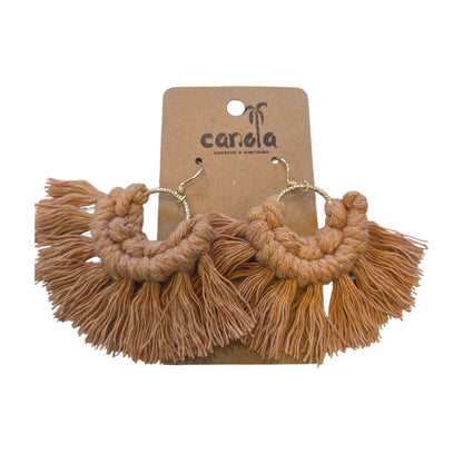 マクラメ　ピアス　ゴールドリング　camel