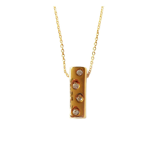 Rectangular color stone necklace, gold and crystal