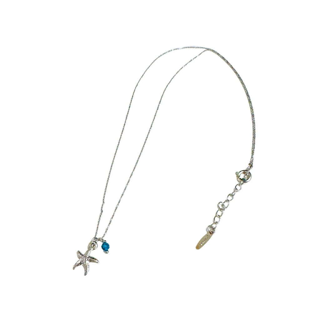 Starfish necklace, silver and turquoise