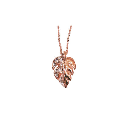 Necklace Leaf Monstera (pink gold)