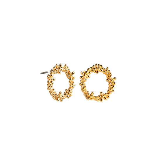 Flower Circle Earrings (Gold)