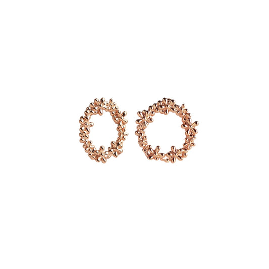 Flower Circle Earrings (Pink Gold)