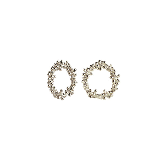 Flower circle earrings (silver)