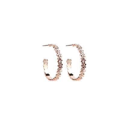 Hoop flower earrings (pink gold)