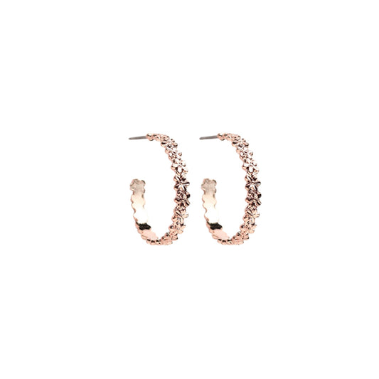 Hoop flower earrings (pink gold)