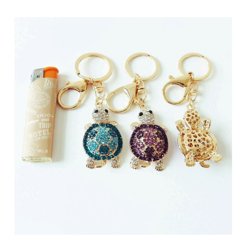 Honu Rhinestone Keyring Blue