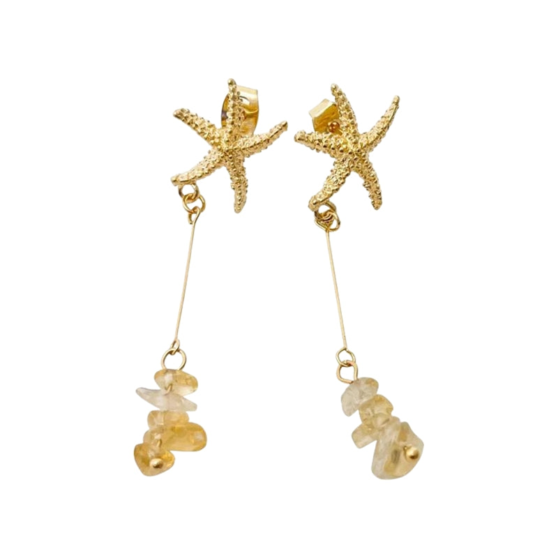 Starfish motif earrings, ivory