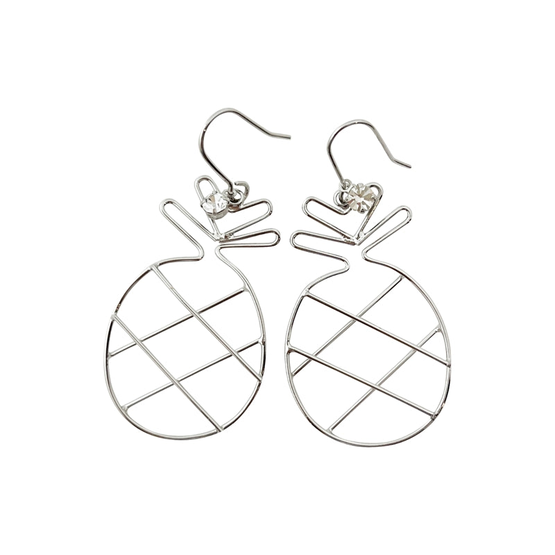 Wire Pineapple Earrings Silver