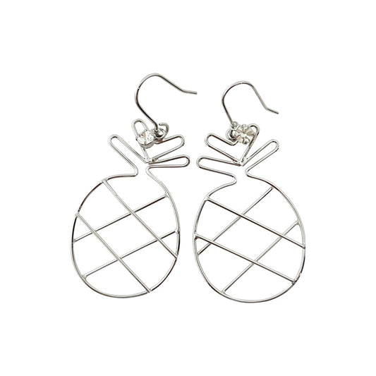 Wire Pineapple Earrings Silver