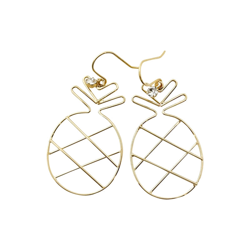 Wire Pineapple Earrings Gold