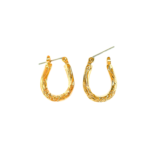 Horseshoe Hoop Pure Titanium Crossing Earrings Gold