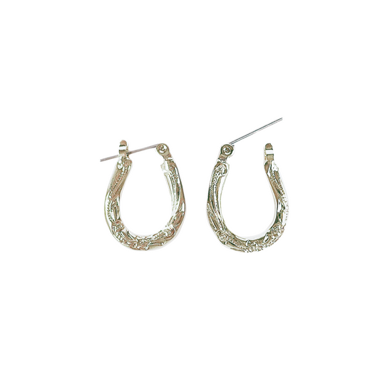 Horseshoe Hoop Pure Titanium Crossing Earrings Silver