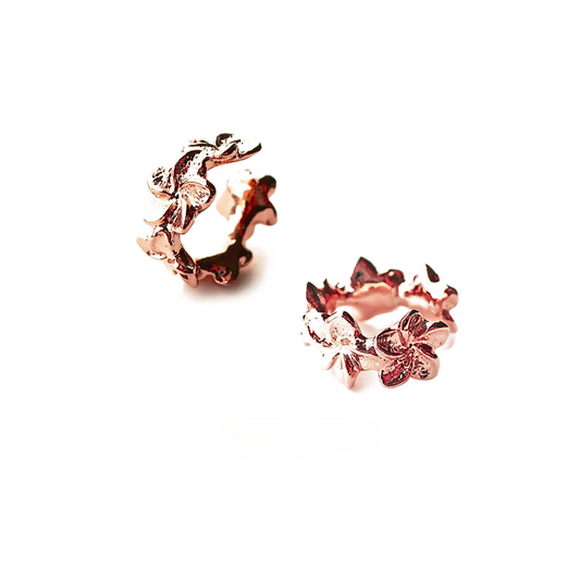 Plumeria Hawaiian Ear Cuff in Pink Gold